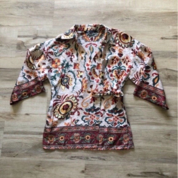 Zara Multicolor Bohemian Wrap Blouse - Picture 3 of 12